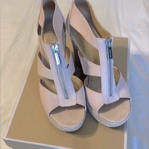 MICHAEL Michael Kors Pink and Cream Heels with Open Toe Design